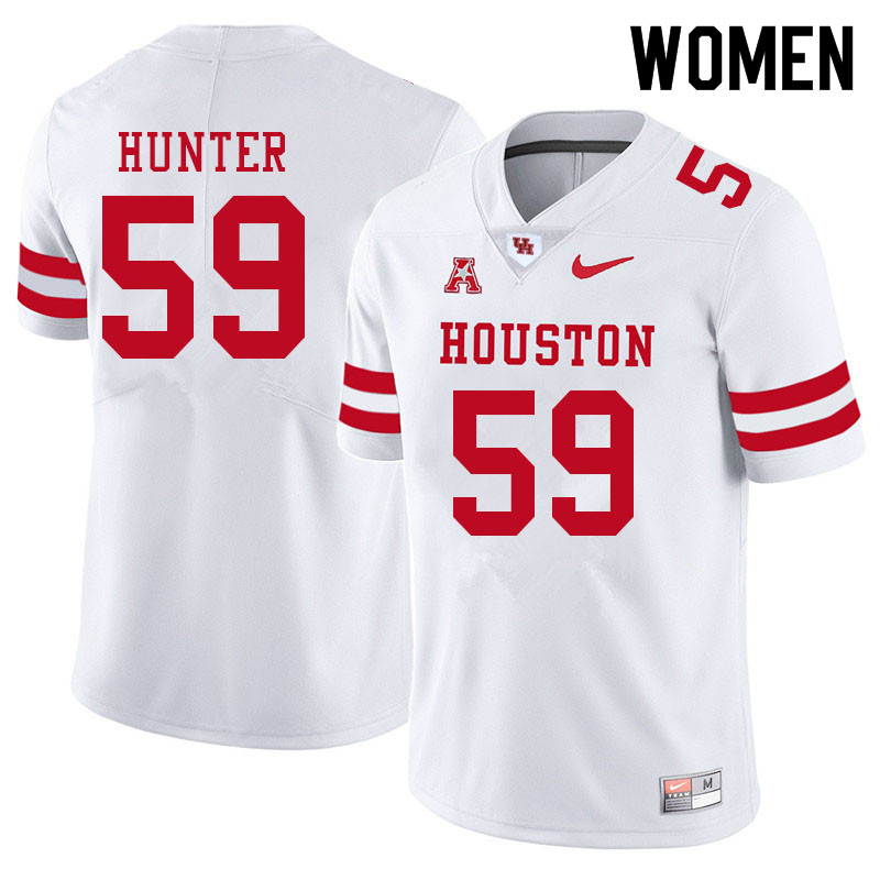 Women #59 Demetrius Hunter Houston Cougars College Football Jerseys Sale-White - Click Image to Close